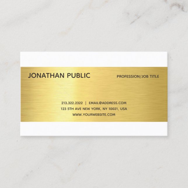Professionellen Modern Elegant Guld Effect Plain L Visitkort (Framsida)