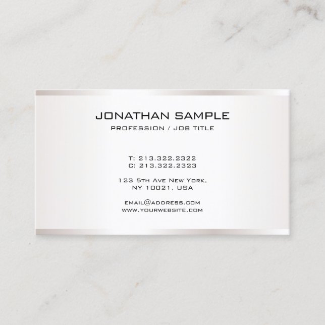 Professionellen Modern Elegant mall Faux Silver Visitkort (Framsida)