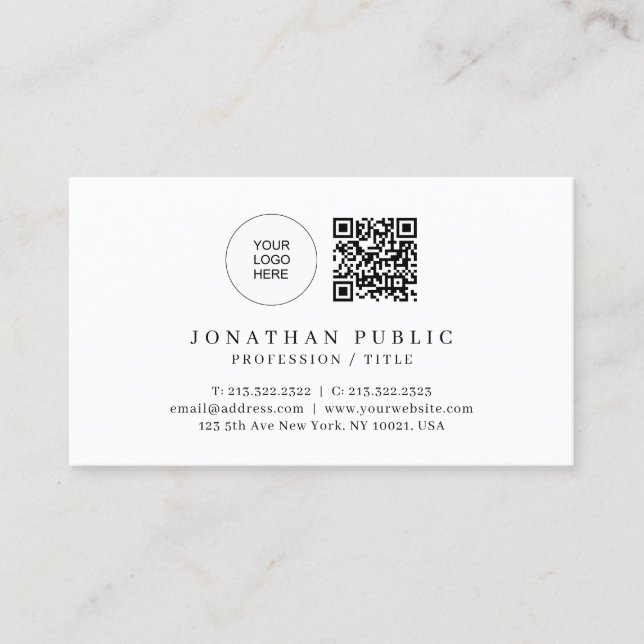 Professionellen Modern Elegant QR-kod för Logotyp  Visitkort (Framsida)