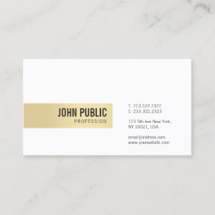 Professionellen Modern Guld White Simple Template Visitkort