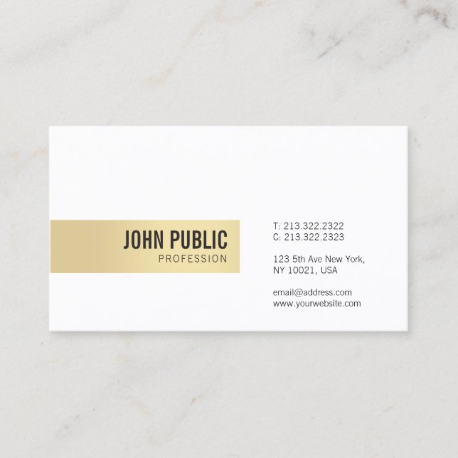 Professionellen Modern Guld White Simple Template Visitkort (Framsida)
