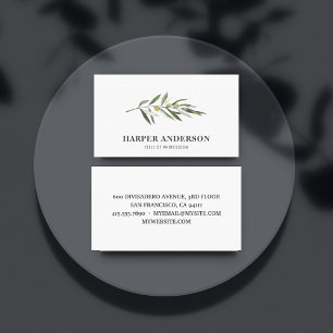 Professionellen Modern Minimal Grönt Olive Träd Visitkort