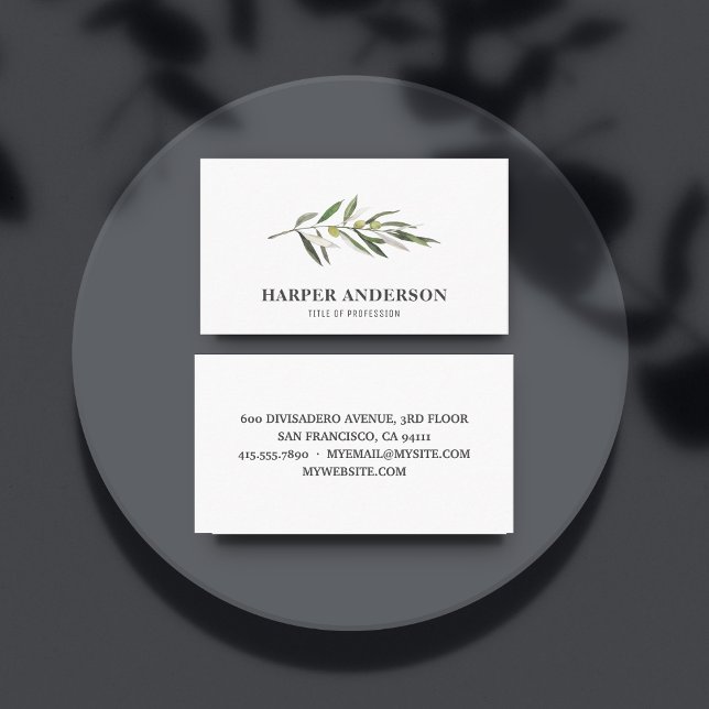 Professionellen Modern Minimal Grönt Olive Träd Visitkort (Skapare uppladdad)