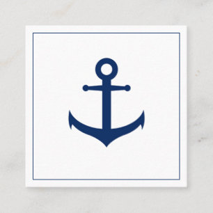 Professionellen Modern Nautical Navy Blue Anchor Fyrkantigt Visitkort