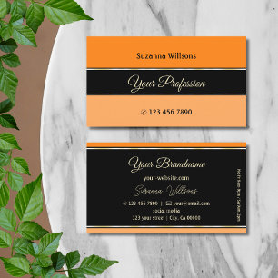 Professionellen Modern Orange Black och Peach Rand Visitkort