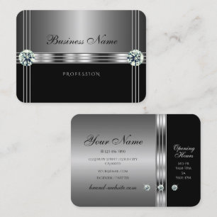 Professionellen Modern Silver och Black Faux Diamo Visitkort