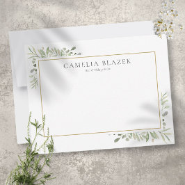 Professionellen Modern Watercolor Greenery Anteckningskort