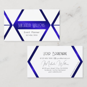 Professionellen Modern White Geometric Blue Shimme Visitkort