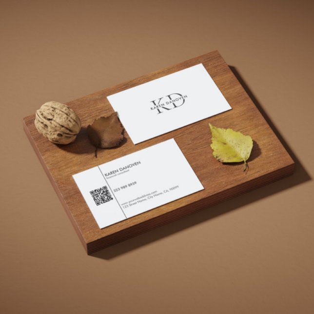 Professionellen Modern White Monogram Visitkort (Skapare uppladdad)