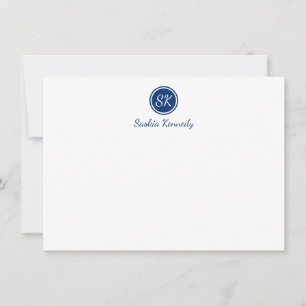 Professionellen Monogram för elegant Navy-skript Anteckningskort