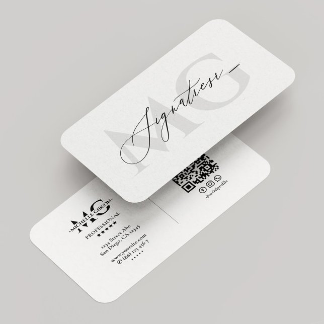 Professionellen Namnteckning minimal modern vit Visitkort (Professional Signature Minimal Modern White Business Card
)
