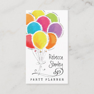 Professionellen Party Planner Watercolor Balloons Visitkort