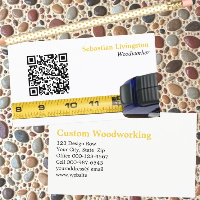 Professionellen QR-kod för mätning av bandträdsarb Visitkort (business card template front and back with QR code)