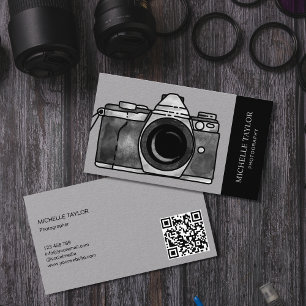 Professionellen QR-kod för vattenfärgsfotograferin Visitkort