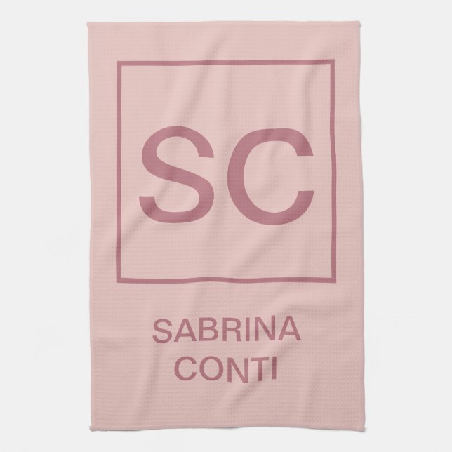 professionellen Ro guld färg, enkel monogram namn Kökshandduk (Vertikal)