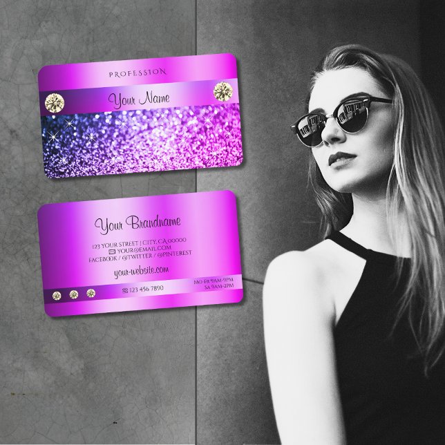 Professionellen Rosa Lila Glitter Diamonds  Visitkort (Skapare uppladdad)