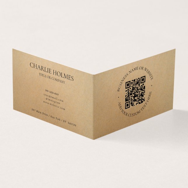 Professionellen Rustic Kraft Modern Snyggt Kort (Utsida)