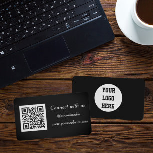 Professionellen Skannningsbar svart Social-media Q Visitkort