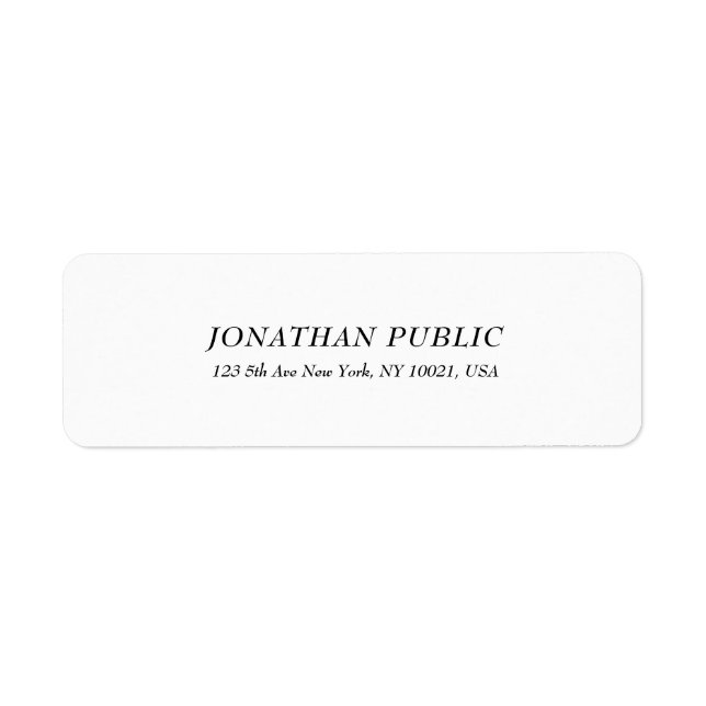 Professionellen snyggt Modern Simple White Templat Returadress Etikett (Framsidan)