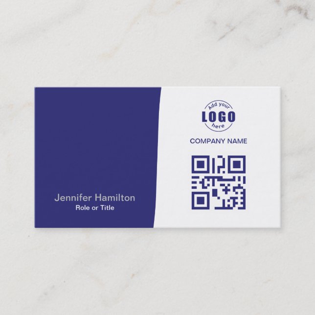 Professionellens Anpassningsbar QRCode Photo Blue  Visitkort (Framsida)