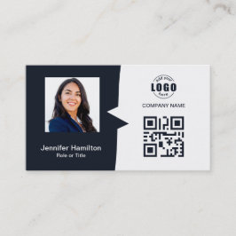 Professionellens Anpassningsbar QRCode Photo Navy Visitkort