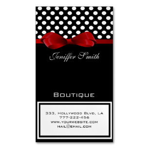 Professionellens elegant chic polka dots röda båge visitkortmagnet