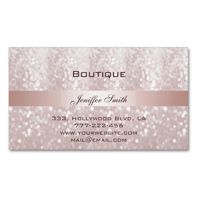 Professionellens elegant, modern chic glitter visitkortmagnet (Framsida)