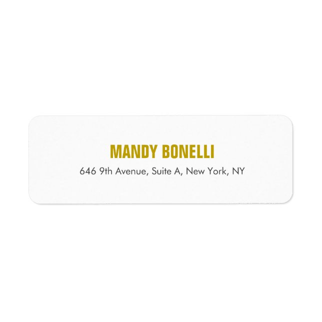 Professionellens elegant, modern minimalistisk gul returadress etikett (Framsidan)