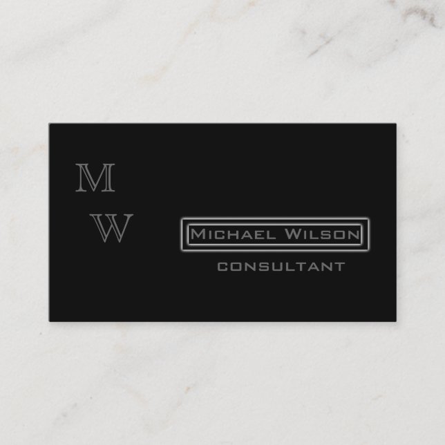 Professionellens elegant, moderna svarta monogram visitkort (Framsida)