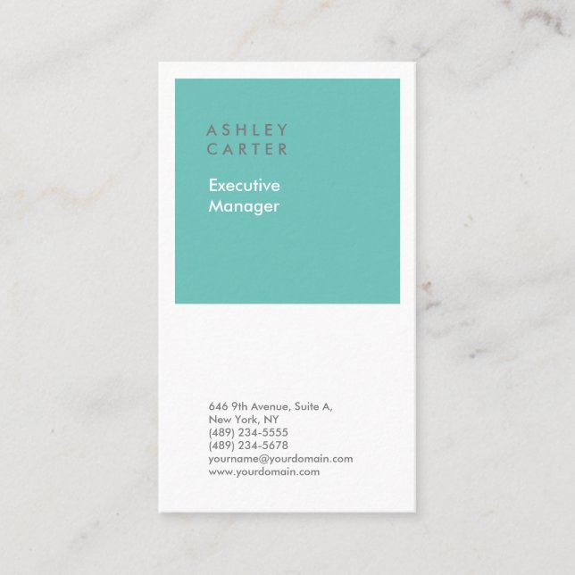 Professionellens elegant vit blå minimalistisk mod visitkort (Framsida)