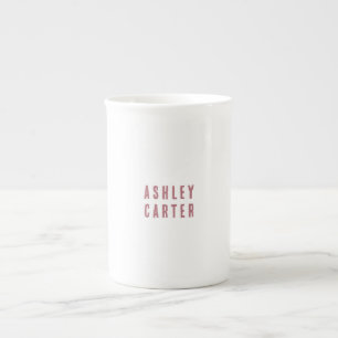 Professionellens elegant, vit, ren, minimalistisk benporslin mugg