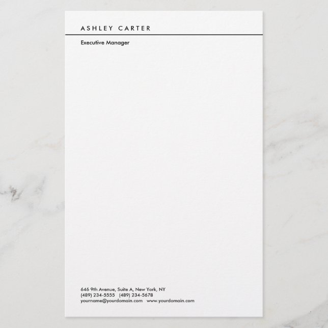 Professionellens elegant, vit, ren, minimalistisk  brevpapper (Framsida)
