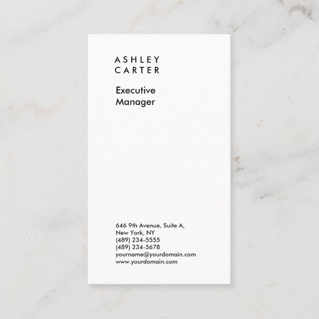 Professionellens elegant, vit, ren, minimalistisk  visitkort (Framsida)