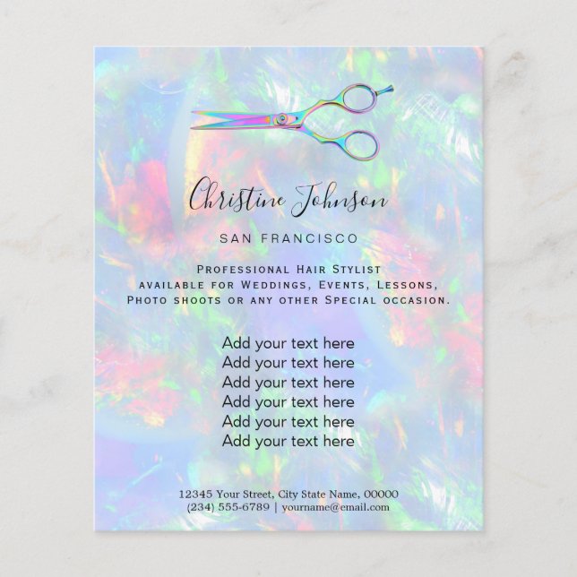 professionellens frisör, optisk utformning flygblad (Framsidan)