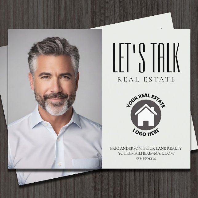 Professionellens kontaktinfo Foto Real Gods Vykort (Let's Talk Real Estate Promotional Real Estate Postcard)