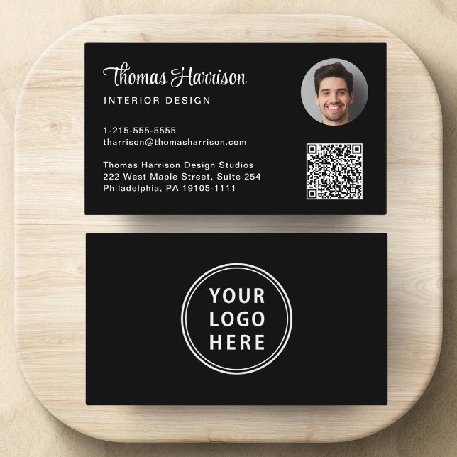 Professionellens Logotyp QR-kod Fotosvart Visitkort (Capture attention, make connections, and leave a lasting impression with our modern QR business card)