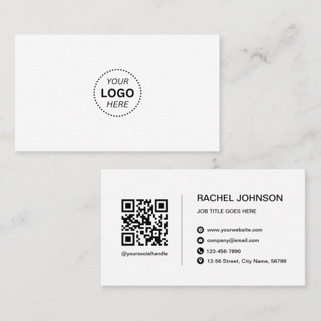 Professionellens Logotyp QR-kodmoderna Affärskort Visitkort (Fram/baksida)