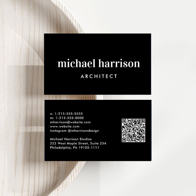 Professionellens minimala moderna QR-kod svart Visitkort (Capture attention, make connections, and leave a lasting impression with our modern QR business card)