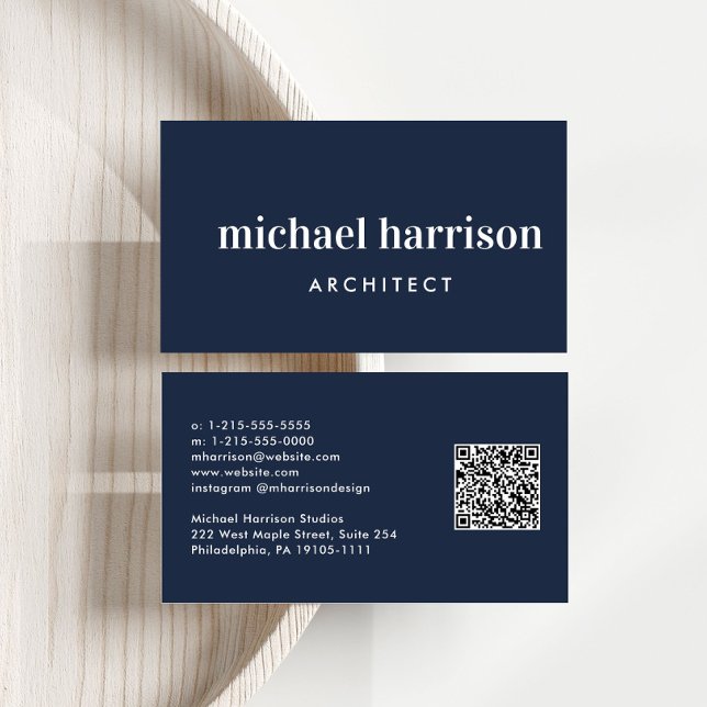 Professionellens minimala moderna QR-kodblått Visitkort (Capture attention, make connections, and leave a lasting impression with our modern QR business card)