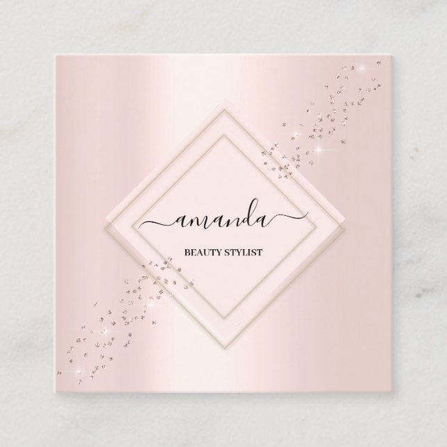 Professionellens minimalism Ram Rosa ros Glitter Fyrkantigt Visitkort (Framsida)