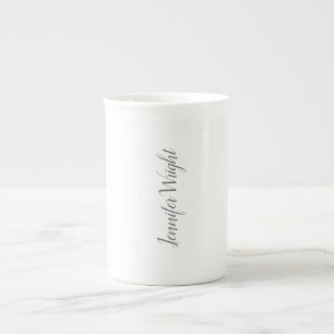Professionellens minimalistiska handstil grått vit benporslin mugg