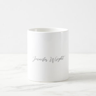Professionellens minimalistiska handstil grått vit kaffemugg
