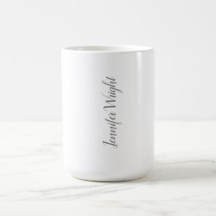 Professionellens minimalistiska handstil grått vit kaffemugg
