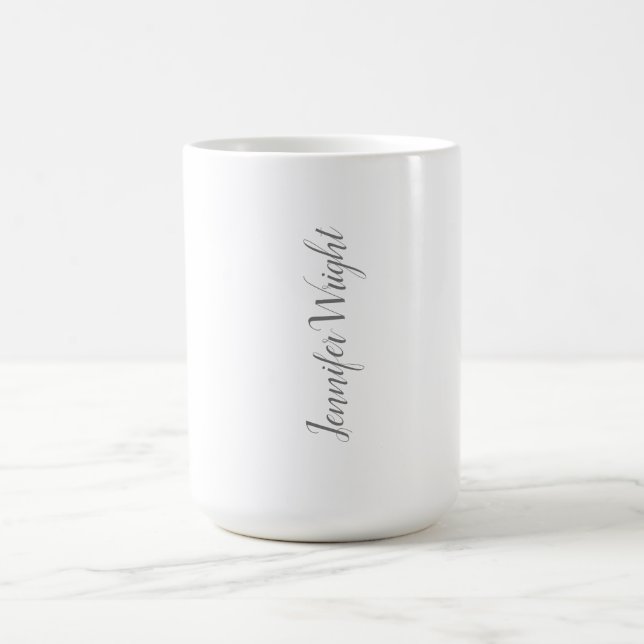 Professionellens minimalistiska handstil grått vit kaffemugg (Center)