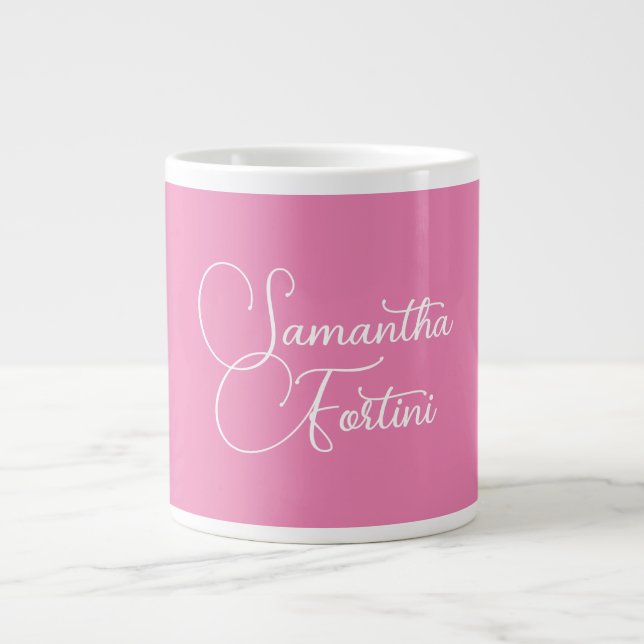 Professionellens minimalistiska handstil namn rosa jumbo mugg (Framsidan)
