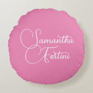 Professionellens minimalistiska handstil namn rosa rund kudde
