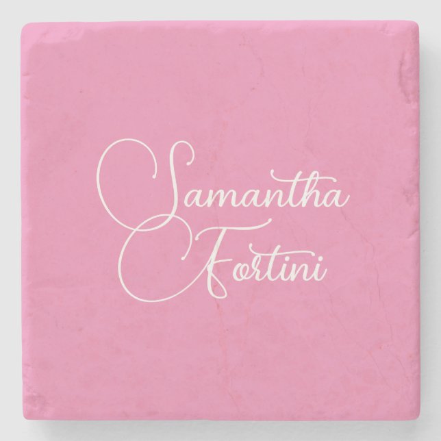 Professionellens minimalistiska handstil namn rosa stenunderlägg (Framsidan)