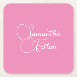 Professionellens minimalistiska handstil namn rosa underlägg papper kvadrat