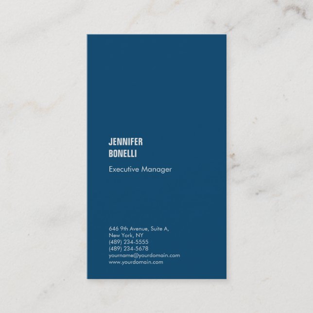 Professionellens minimalistiska indigo dye & azure visitkort (Framsida)