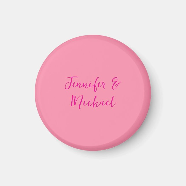 Professionellens minimalistiska kalligrafi rosa fä magnet (Framsidan)